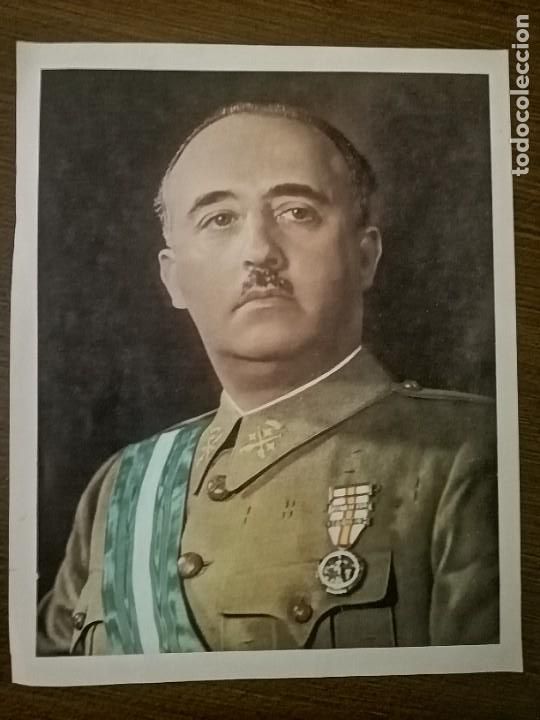 Militaria: CARTEL DIBUJO CUADRO De FRANCO, MIDE: 33 X 26 C. M. VER FOTOS