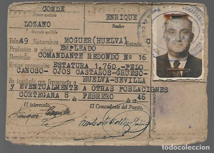 Militaria: CORTEGANA-HUELVA- CARNET PROVISIONAL DE IDENTIDAD, VER FOTOS