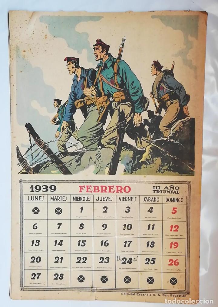 Militaria: ANTIGUO CALENDARIO 1939 III A&Ntilde;O TRIUNFAL. GUERRA CIVIL ESPA&Ntilde;OLA. 1 L&Aacute;MINA FEBRERO 1