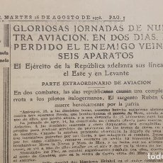 Militaria: ABC DIARIO AL SERVICIO DE LA DEMOCRACIA. MADRID 16 AGOSTO 1938. GUERRA CIVIL. Lote 348502868