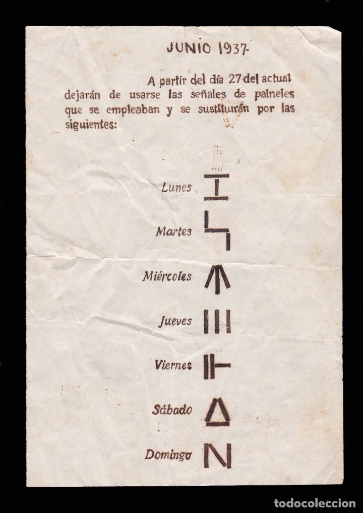Military Antiques: *** RAR&Iacute;SIMO DOCUMENTO 1937 CAMBIO DE SE&Ntilde;ALES CLAVE DE PAINELES DE TRANSMISIONES ***