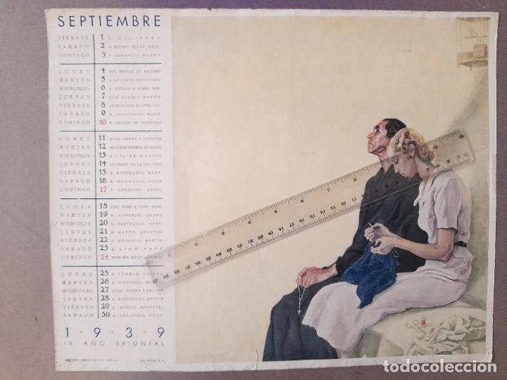 Military Antiques: Hoja de calendario ilustrado 1939 IV a&ntilde;o triunfal Ilustraci&oacute;n de Carlos Saenz de Tejada septiembre