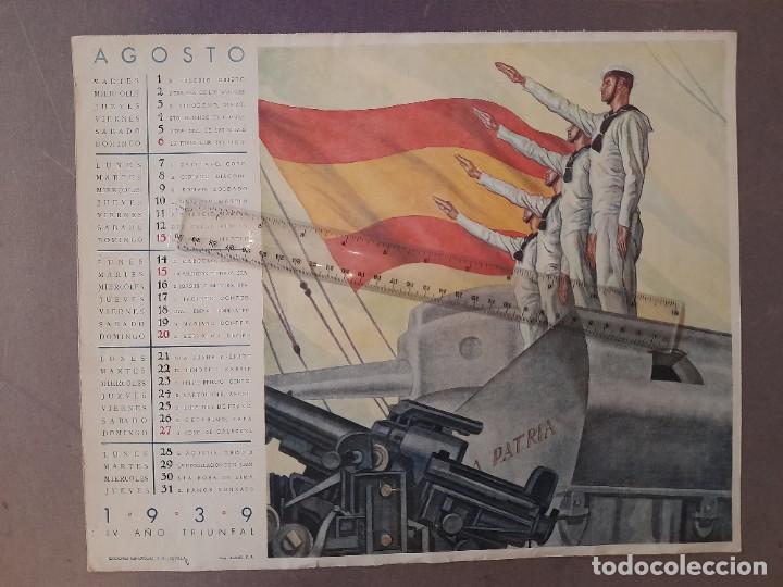 Military Antiques: Hoja de calendario ilustrado 1939 IV a&ntilde;o triunfal Ilustraci&oacute;n de Carlos Saenz de Tejada agosto