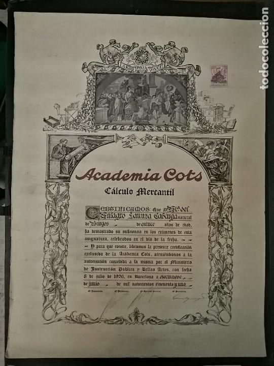 Militaria: BARCELONA,-CALCULO MERCANTIL- ACADEMIA COTS, MIDE: 65x49 VER FOTO
