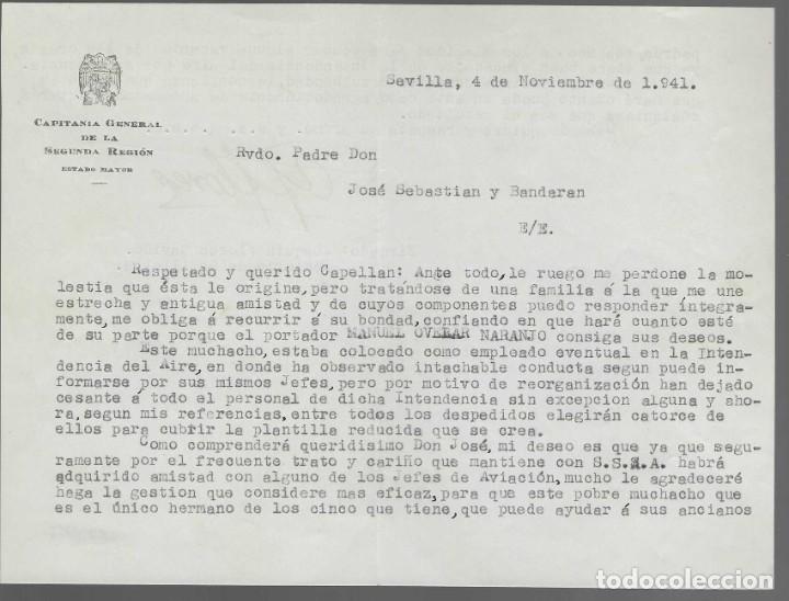 Militaria: SEVILLA,-TTE. ARTILLERIA.-CAPITANIA GRAL. A JOSE SEBASTIAN BANDARAN-CAPELLAN REAL-