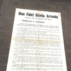 Militaria: CARTEL ORIGINAL GUERRA CIVIL ESPAÑOLA,BANDO NACIONAL FRANQUISTA,FRANCO,DÁVILA,FALANGE,1936,RARO. Lote 356386310