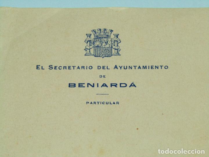 Militaria: Antigua Carta sin Usar del Secretario del Ayuntamiento de BENIARD&Aacute; A&ntilde;o 1936-1939