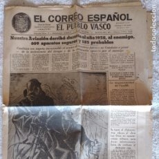 Militaria: GUERRA CIVIL PERIODICO EL CORREO ESPAÑOL EL PUEBLO VASCO BILBAO 1 DE ENERO DE 1939 FALANGE. Lote 358558935