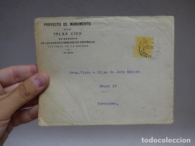 Military Antiques: Antiguo sobre Proyecto monumento en las islas Cies, memoria marineros victimas de la guerra, galicia