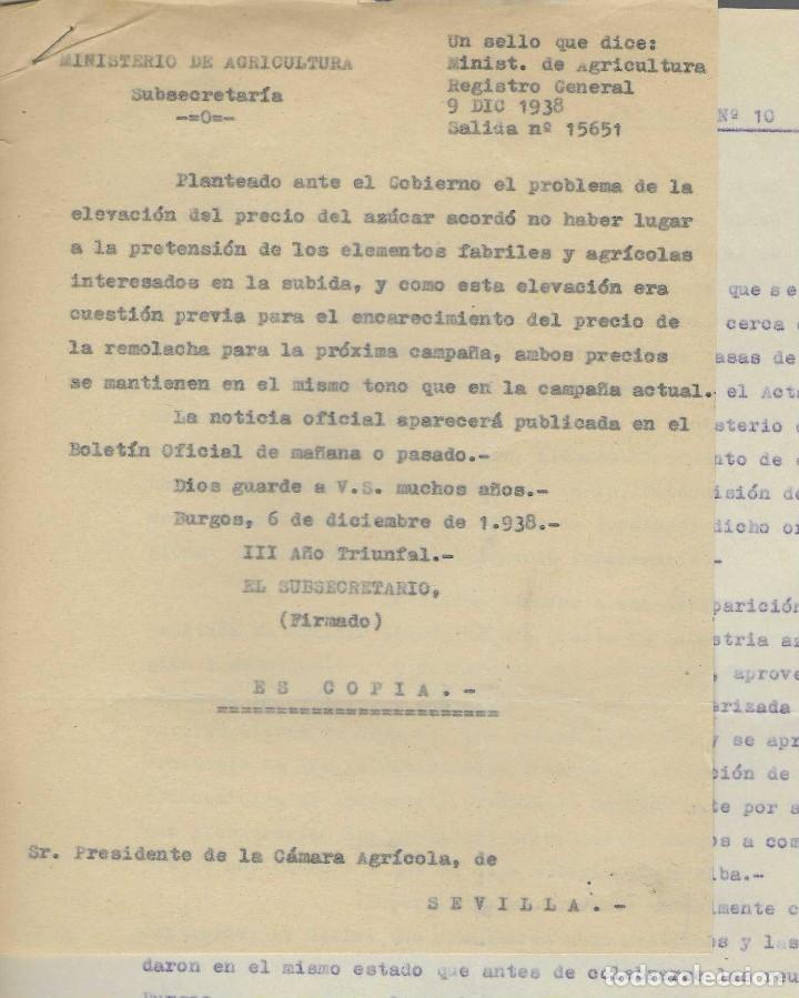 Militaria: DOCUMENTO DE SEVILLA.-Y DE BURGOS.( 2 )CAMARA AGRICOLA Y MINISTERIO AGRICULTURA, VER FOTOS