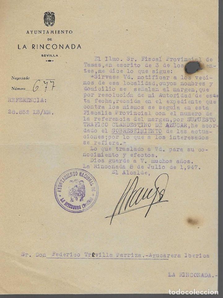 Militaria: LA RINCONADA,-SEVILLA- AYUNTAMIENTO.- FIRMADO EL ALCALDE,- , VER FOTO
