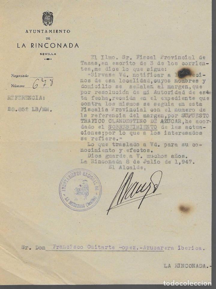 Militaria: LA RINCONADA,-SEVILLA- AYUNTAMIENTO.- FIRMADO EL ALCALDE,- , VER FOTO