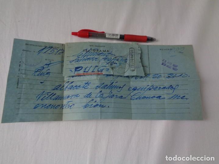 Militaria: TELEGRAMA ESCRITO EN 1937 GUERRA CIVIL - DE VILLANUEVA DE LA JARA (CUENCA) AL PUIG (VALENCIA)