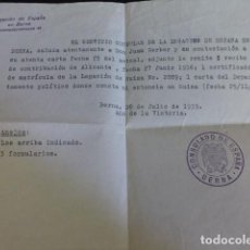 Militaria: CONSULADO DE ESPAÑA EN BERNA SUIZA 1939 CERTIFICADO ESTANCIA EN SUIZA DE VECINO DE MADRID DESDE 1936. Lote 360462550