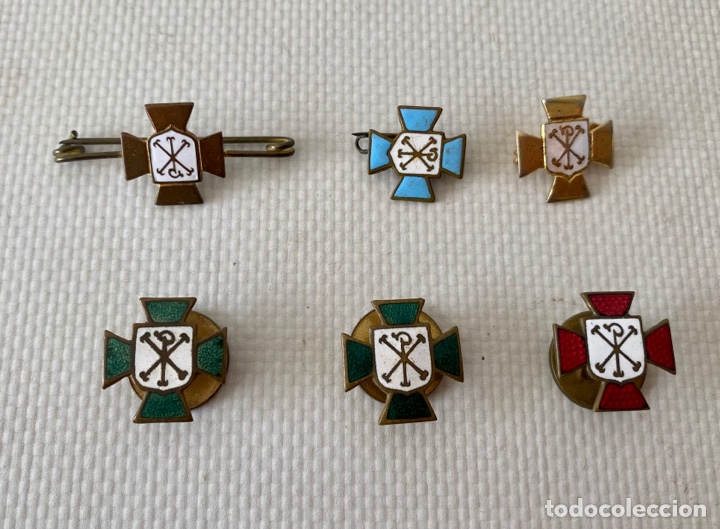 Militaria: Lote conjunto de 6 broches pin Acci&oacute;n Cat&oacute;lica Guerra Civil Espa&ntilde;ola.