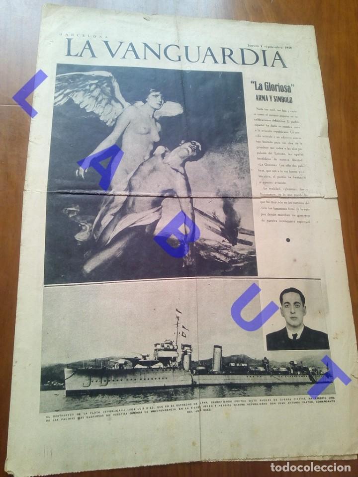 Military Antiques: LA VANGUARDIA 1 SEPTIEMBRE 1938 NOTAS GRAFICAS 4PG 49CM C16