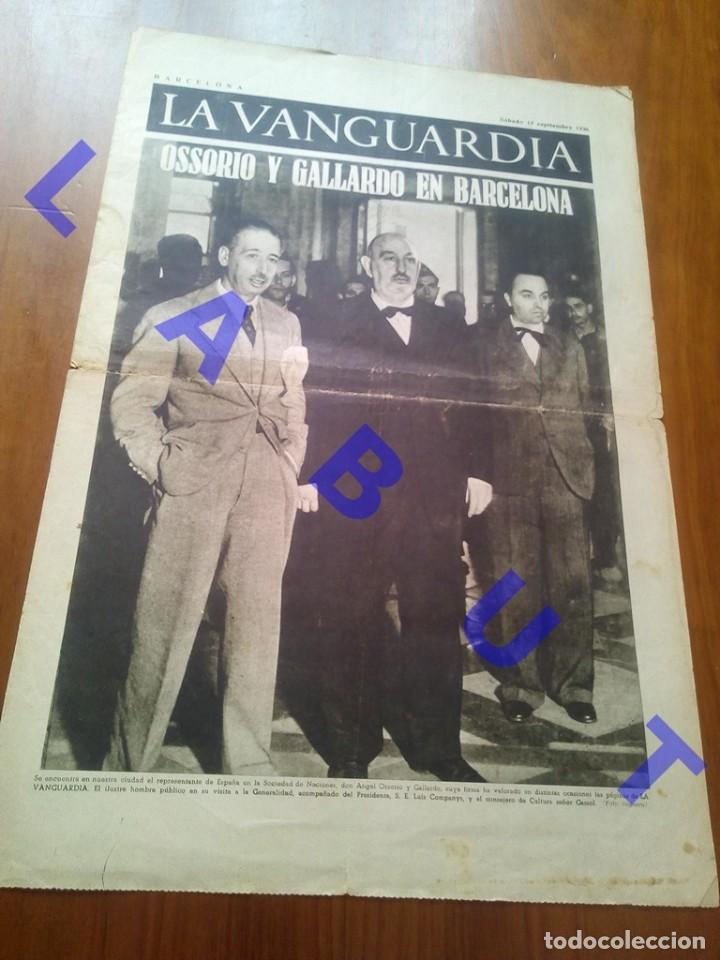 Military Antiques: LA VANGUARDIA 19 SEPTIEMBRE 1936 NOTAS GRAFICAS 4PG 49CM C16