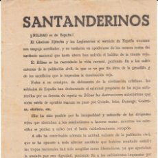 Militaria: GUERRA CIVIL BANDO NACIONAL PASQUÍN DIRIGIDO A LOS SANTANDERINOS -LANZADO DESDE LOS AVIONES. Lote 363093615