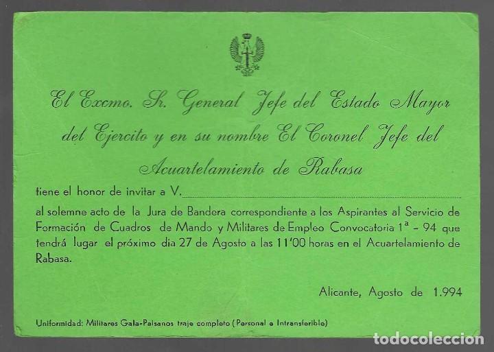 Military Antiques: INVITACION -JURA BANDERA- CUARTEL DE RABASA- - VER FOTOS