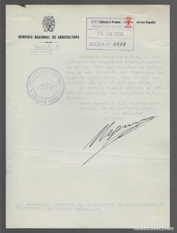 Military Antiques: LUCENA-CORDOBA- SERVICIO NACIONAL DE AGRICULTURA.- JUNIO 1938,, VER FOTO