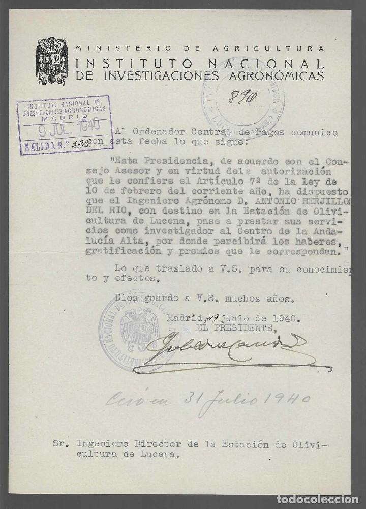 Military Antiques: MADRID A LUCENA-CORDOBA- INT. NAC. INVESTIGACIONES AGRONIMICAS.- JUNIO 1940,, VER FOTO
