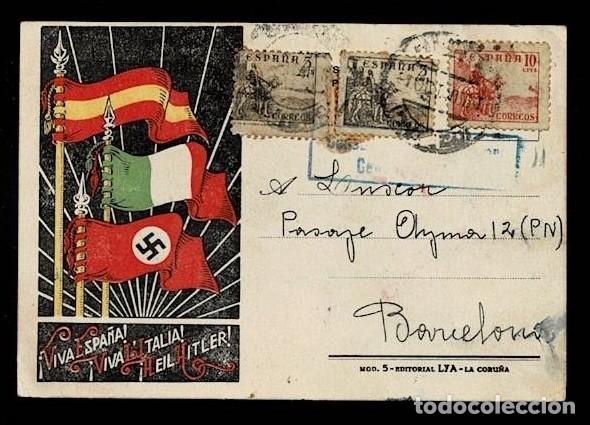 Military Antiques: C16-7 Guerra Civil Postal Patriotica &iexcl;VIVA ESPA&Ntilde;A! &iexcl;VIVA L'ITALIA! &iexcl;HEIL HITLER!