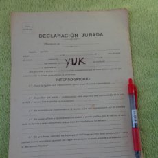 Militaria: DECLARACION JURADA E INTERROGATORIO USADO CON FUNCIONARIOS DEL BANDO REPUBLICANO - POST GUERRA CIVIL. Lote 365337131