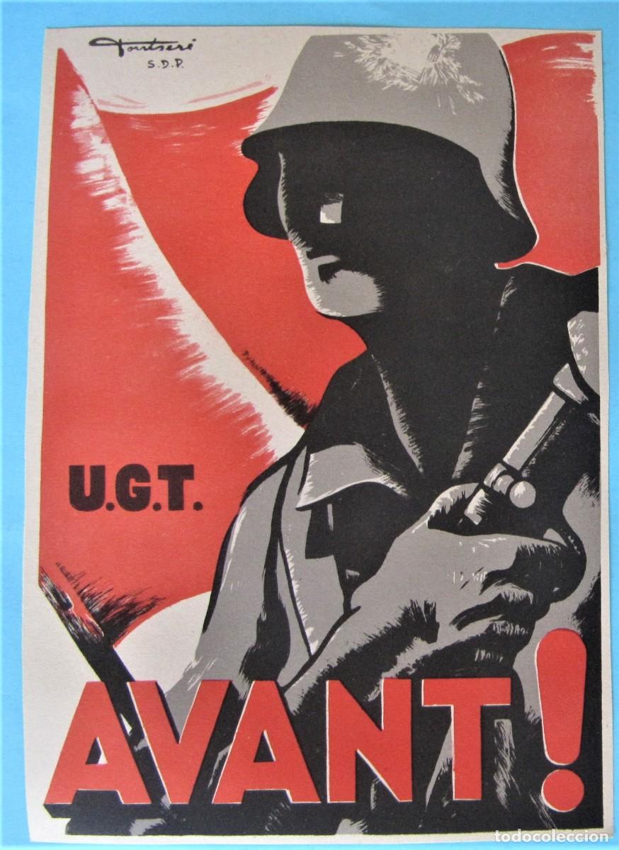 Militaria: PEQUE&Ntilde;O CARTEL GUERRA CIVIL. FONTSER&Eacute;. AVANT! U.G.T.