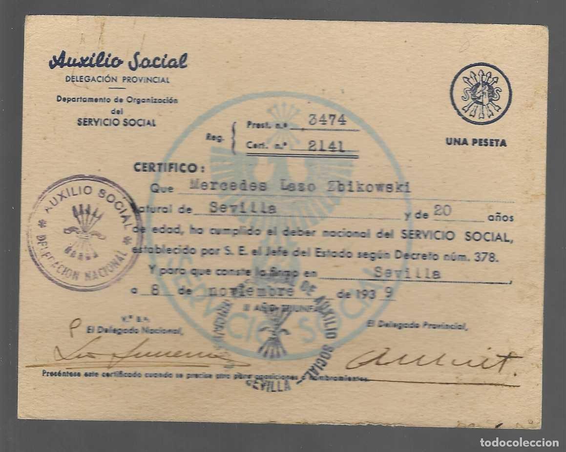 Military Antiques: SEVILLA,- TARJETA -AUXILIO SOCIAL- A&Ntilde;O 1939- VER FOTOS