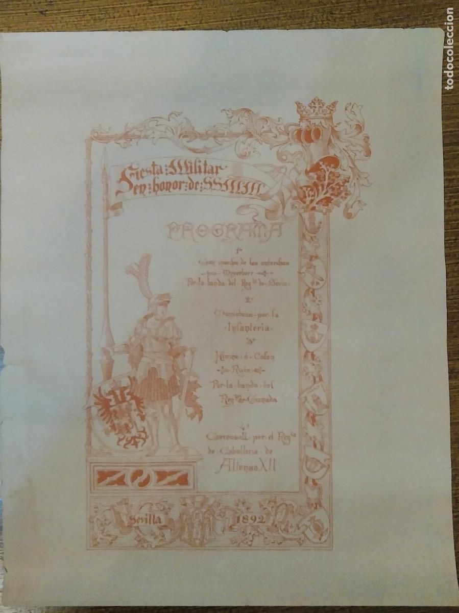 Military Antiques: CARTEL, FIESTA MILITAR EN HONOR SS MM, PROGRAMA, MIDE, 40x30,50 C.M., VER FOTOS lo