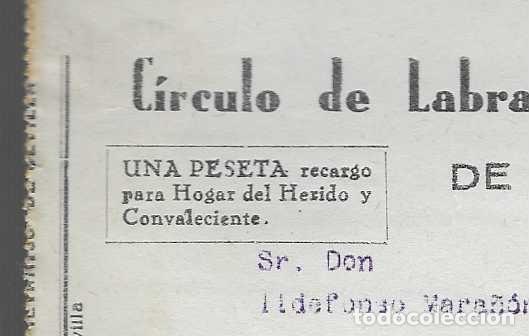 Military Antiques: SEVILLA,- CIRCULO LABRADORES- 1 PTA RECARGO HOGAR DE HERIDO Y CONVALECIENTES.- -VER FOTO