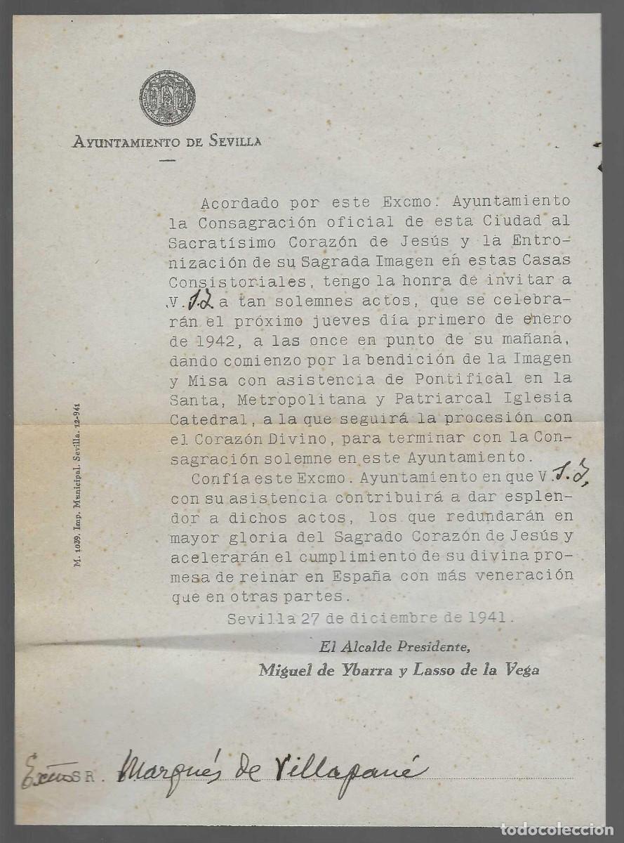 Militaria: SEVILLA,- CONSAGRACION -CORAZON DE JESUS- EL ALCALDE.- MIGUEL IBARRA LASSO VEGA, VER FOTO