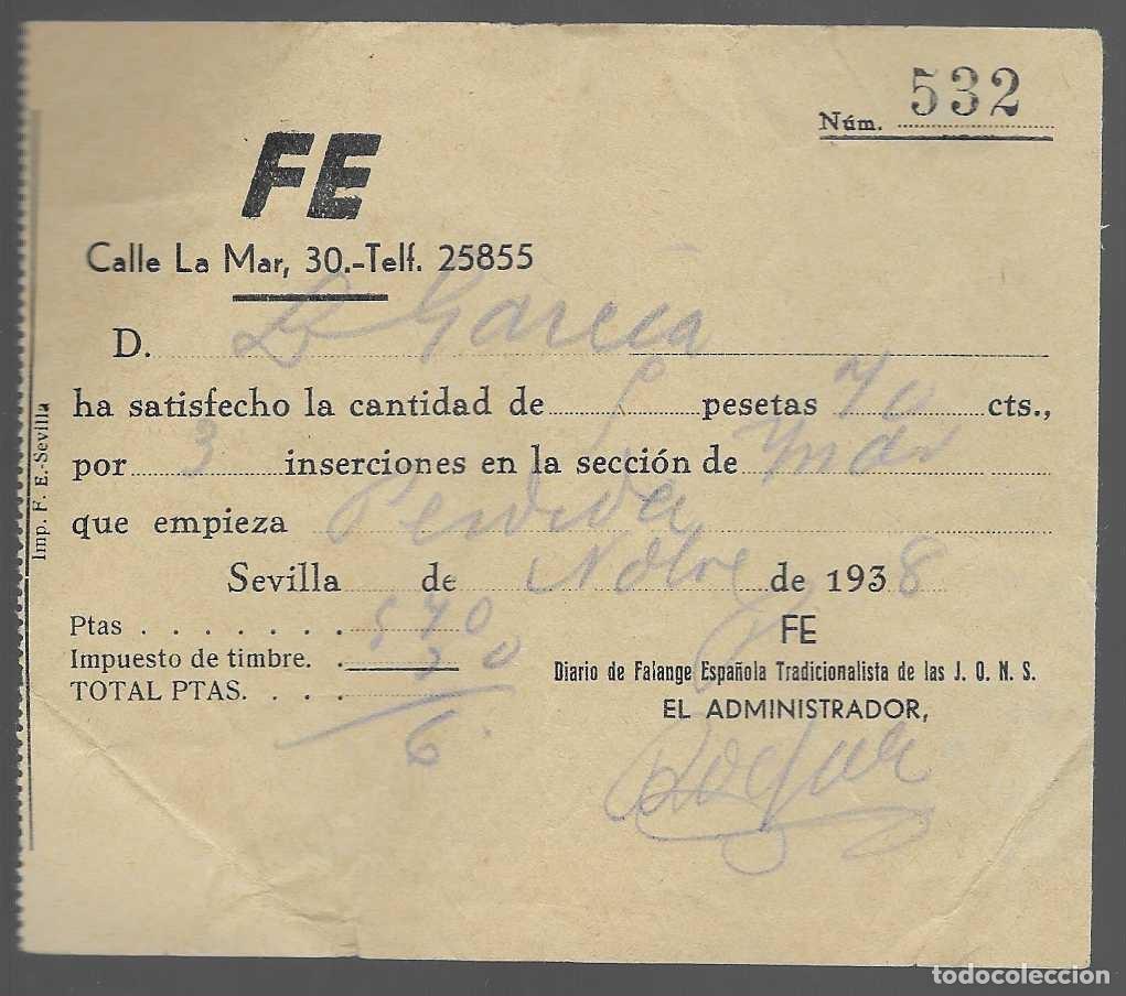 Militaria: DIARIO DE LA F.E. INSERCION PUBLICIDAD.- VER FOT