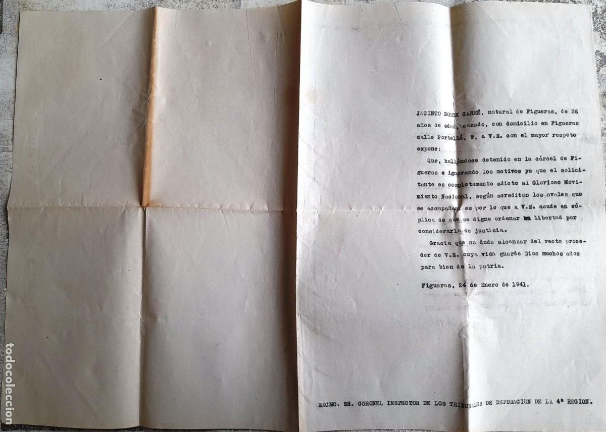 Military Antiques: 1941 Petici&oacute;n Libertad Encarcelado/Preso adicto Movimiento a Coronel Tribunales Depuraci&oacute;n, 2 Avales