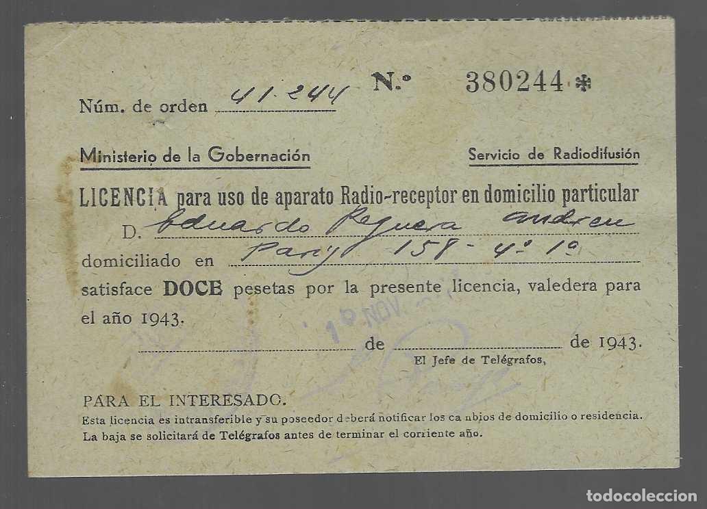 Militaria: CARNET RADIODIFUCION,- REVERSO, SELLO HUERFANOS DE TELEGRAFOS,- VER FOTO