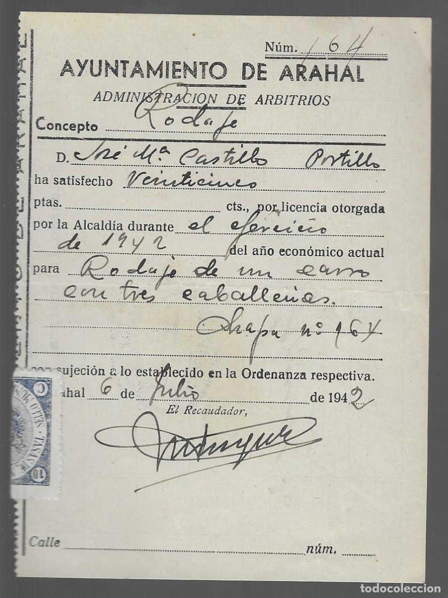 Militaria: ARAHAL-SEVILLA- ADMINISTRACION DE ARBITRIOS.- VER FOTO