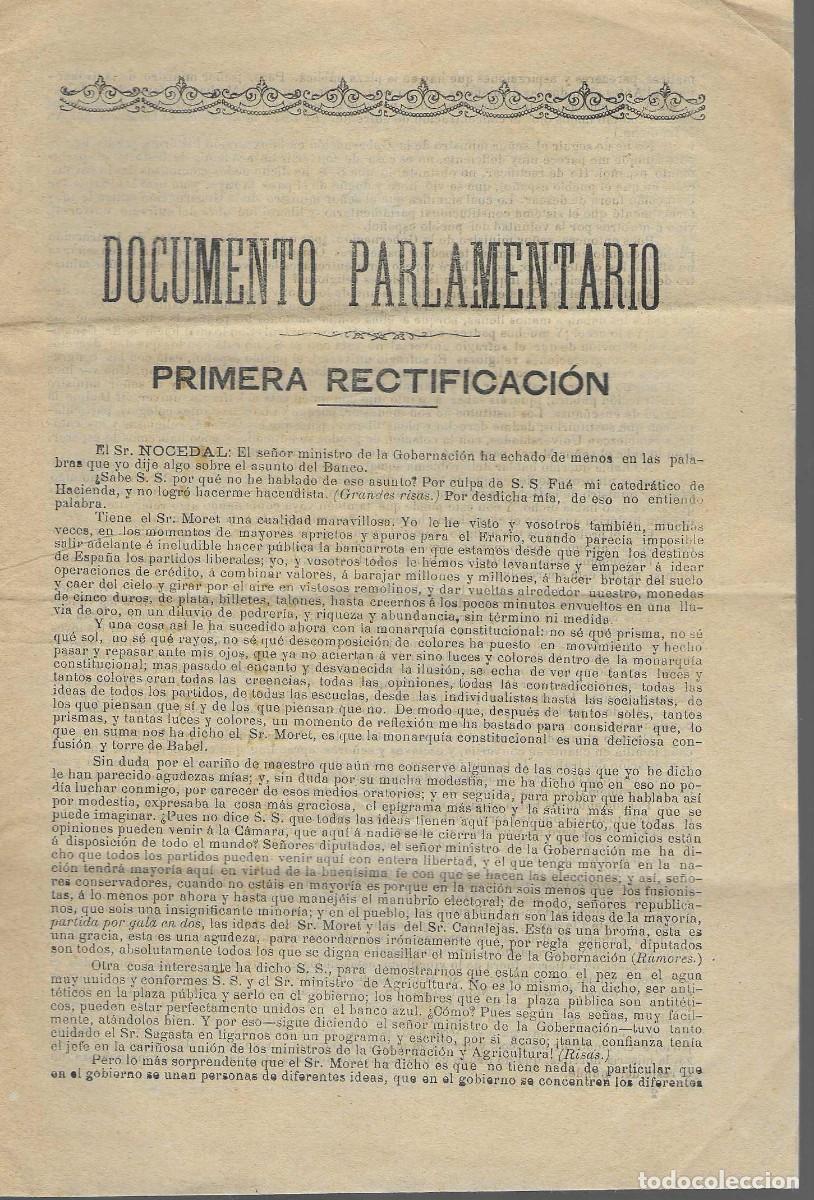 Militaria: DOCUMENTO PARLAMENTARIO,- EL SR. NOCEDAL.-INTERVENCIONES.- , VER FOTOS
