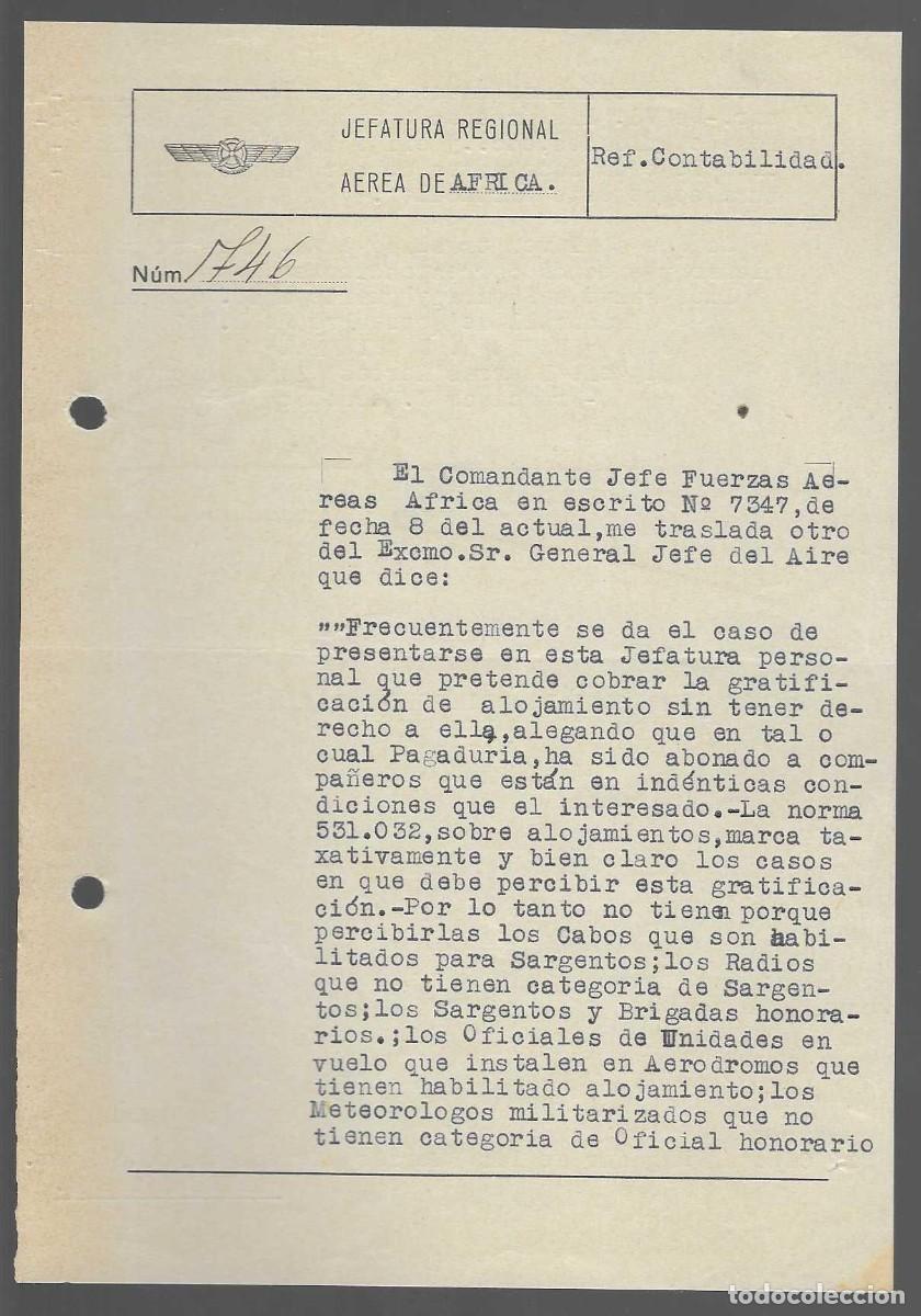 Militaria: NADOR,- JEFE FUERZAS AEREAS EN AFRICA,- ANEXOS Y NORMAS... 11, NOVIEMNRE 1937, FRANCISCO J. RECUENCO