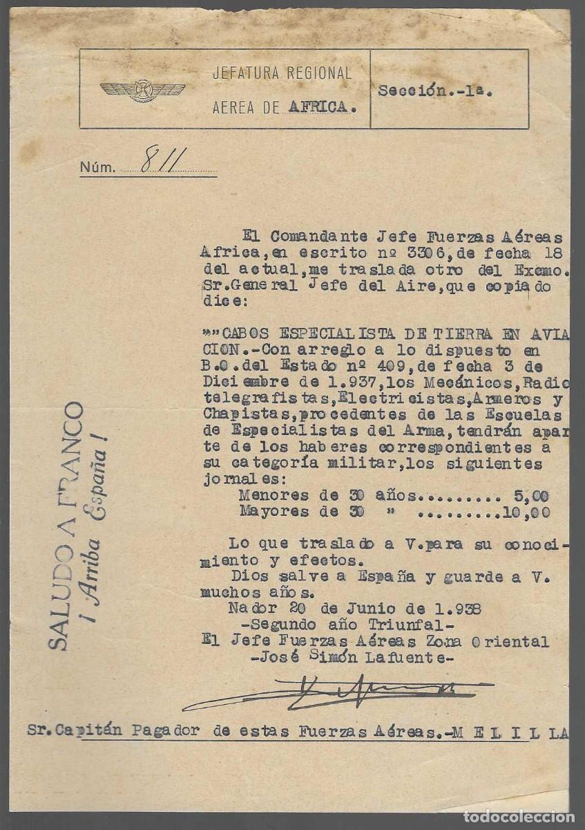 Militaria: NADOR- JEFE FUERZAS AEREAS EN AFRICA,- ANEXOS Y NORMAS... A&Ntilde;O 1938, JOSE SIMON LA FUENTE