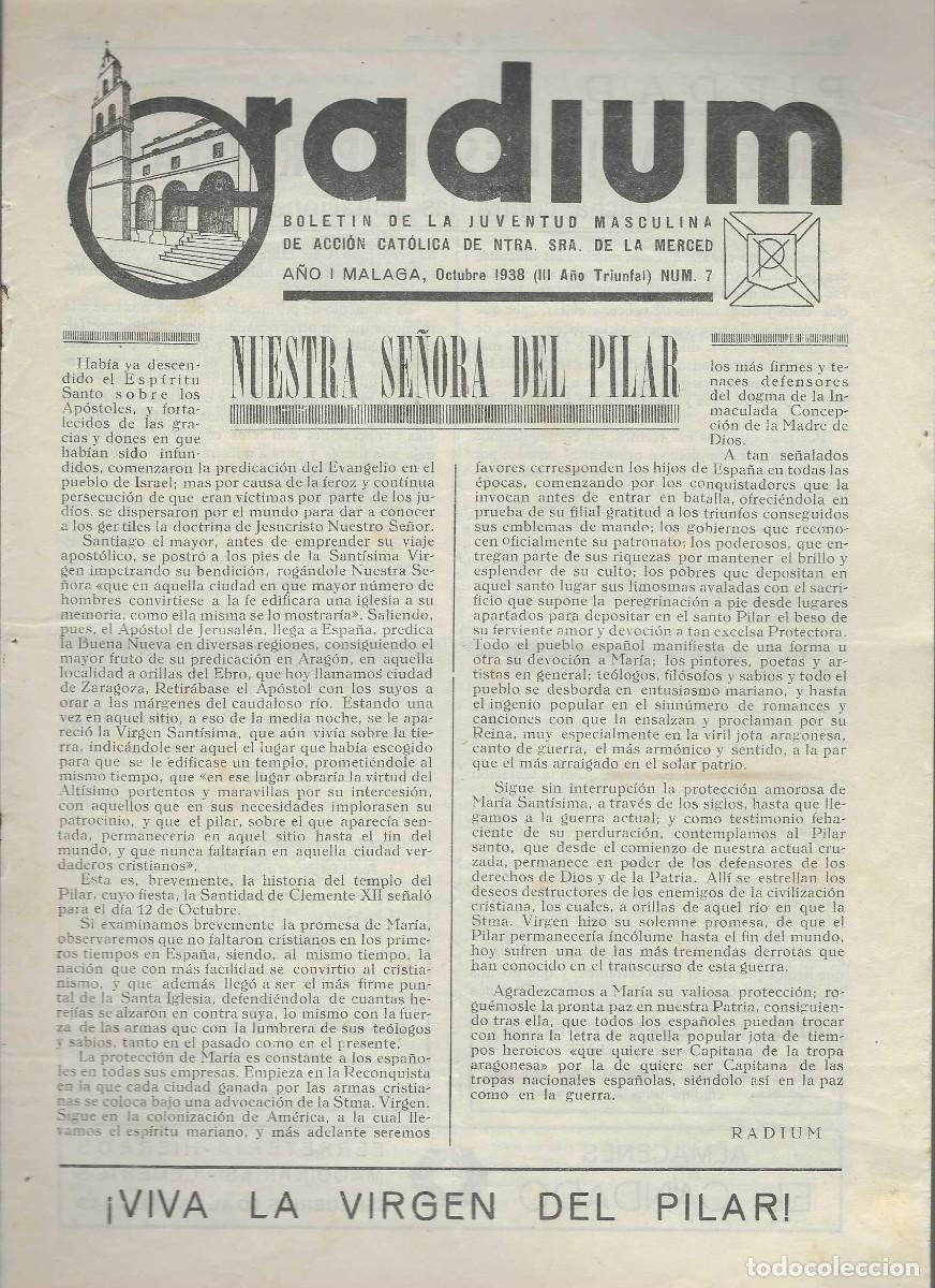 Militaria: MALAGA, -ORADIUM- BOLETIN.- J.A.C. MASCULINA,A&Ntilde;O I, N&ordm; 7, A&Ntilde;O 1938, 8 PAG.COMPLETO- VER FOTOS