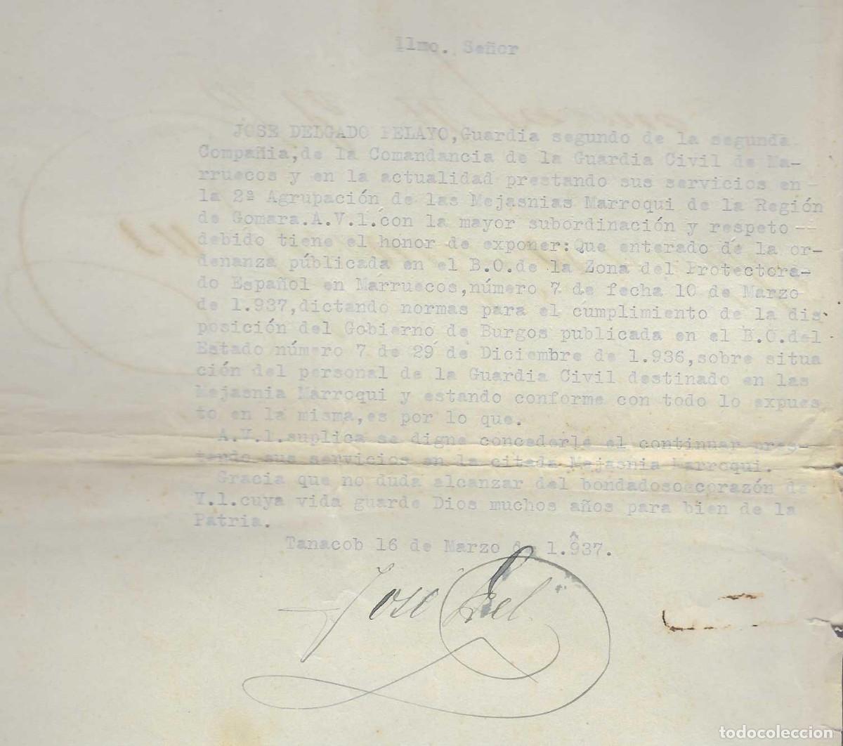 Militaria: GOMARA-.- MAJASNIAS MARROQUI- GUARDIA CIVIL- SOLICITA SEGUIR PRESTANDO SERVICIO EN LA MISMA, VER FOT