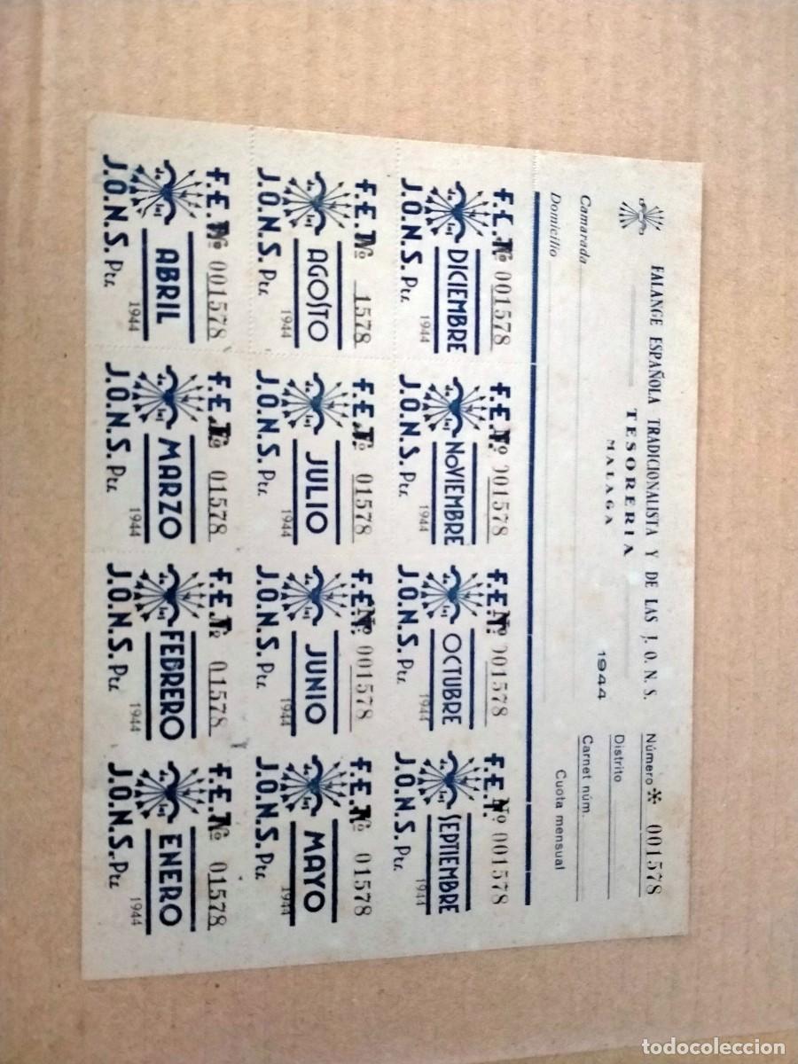 Militaria: cupones de falangue malaga completo muy dificil