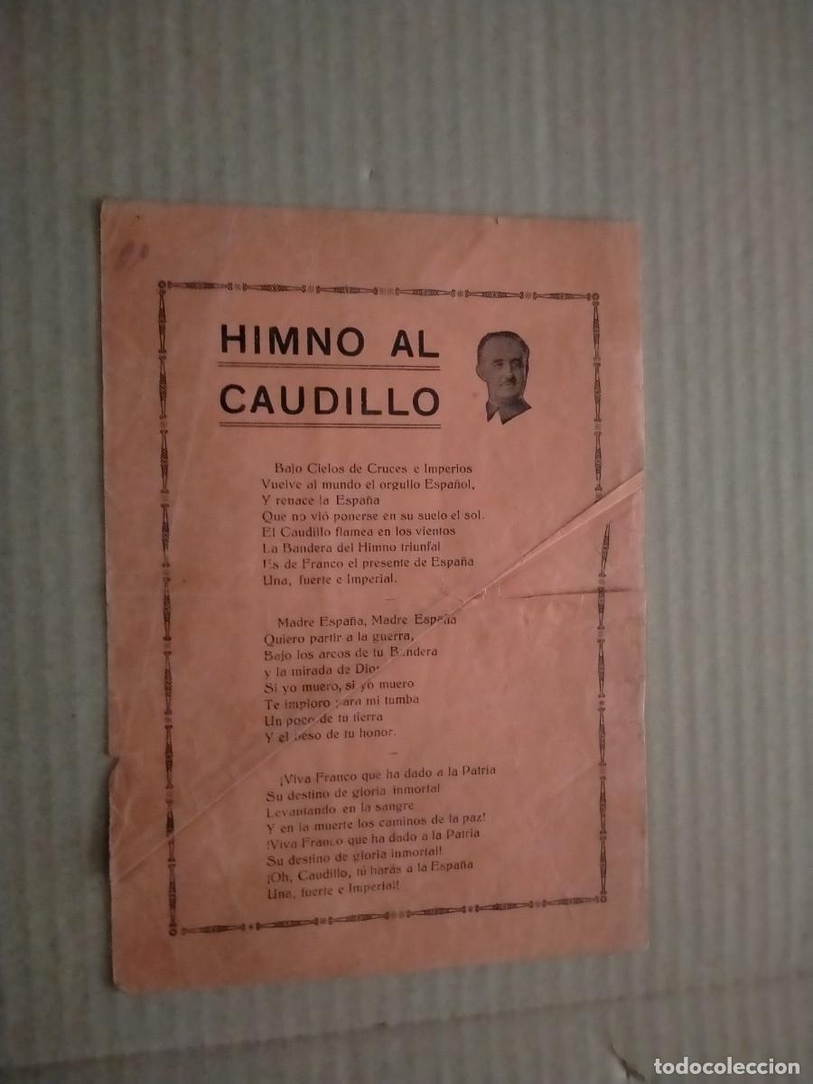 Militaria: guerra civil himno al caudillo bando-raro