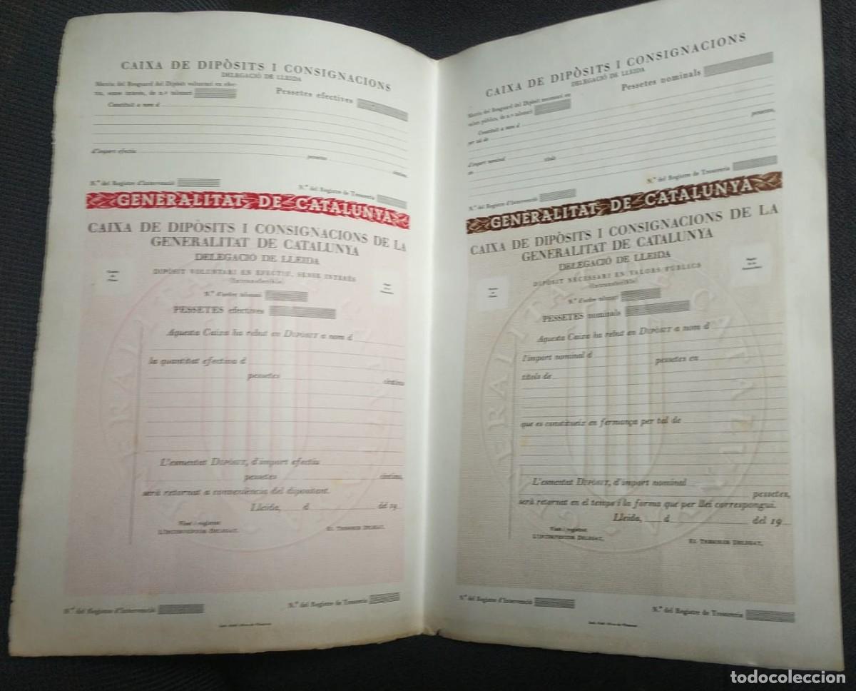 Militaria: L23-24 Guerra Civil GENERALITAT DE CATALUNYA Documento de la CAIXA DE DIPOSITS I CONSIGNACIONS de la