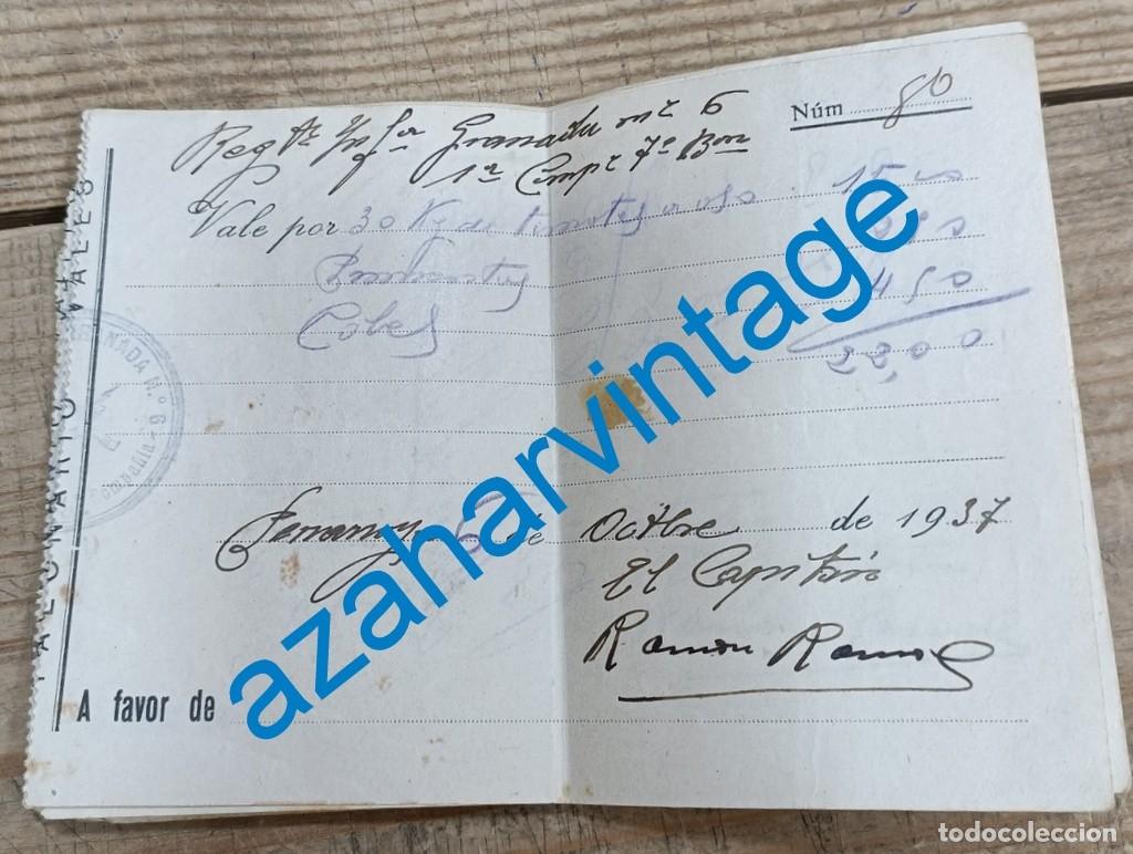 Militaria: GUERRA CIVIL : VALE POR TOMATES Y COLES. REG. INF. GRANADA N&ordm; 6 . PE&Ntilde;ARROYA ( CORDOBA ),1937