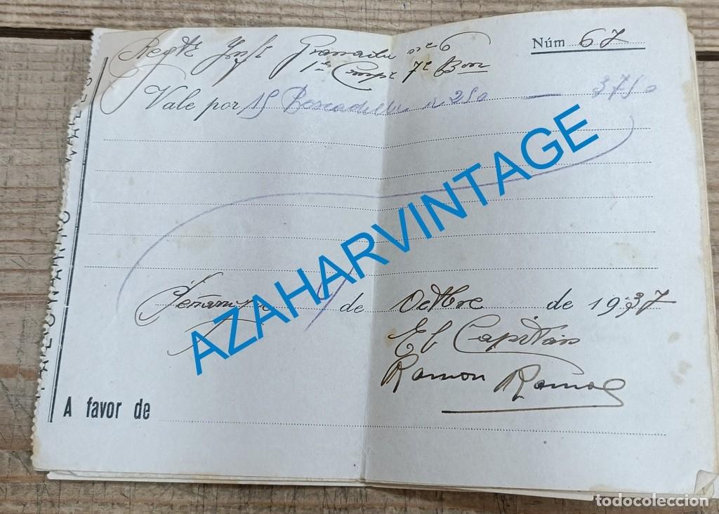 Militaria: GUERRA CIVIL : VALE POR UN BOCADILLO . REG. INF. GRANADA N&ordm; 6 . PE&Ntilde;ARROYA ( CORDOBA ),1937