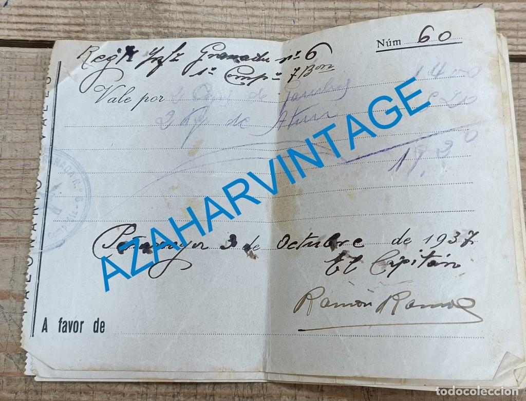 Militaria: GUERRA CIVIL : VALE POR GAMBAS Y ATUN . REG. INF. GRANADA N&ordm; 6 . PE&Ntilde;ARROYA ( CORDOBA ),1937