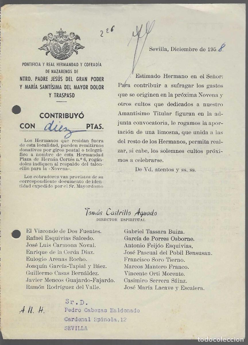 Militaria: SEVILLA-NTRO.PADRE JESUS DEL GRAN PODER.- CONTRIBUYO 10 PTAS- VER FOTO