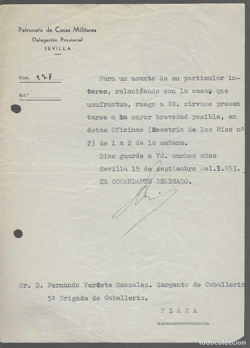 Militaria: SEVILLA, PATRONATO CASAS MILITARES. .- CITACION... VER FOTO