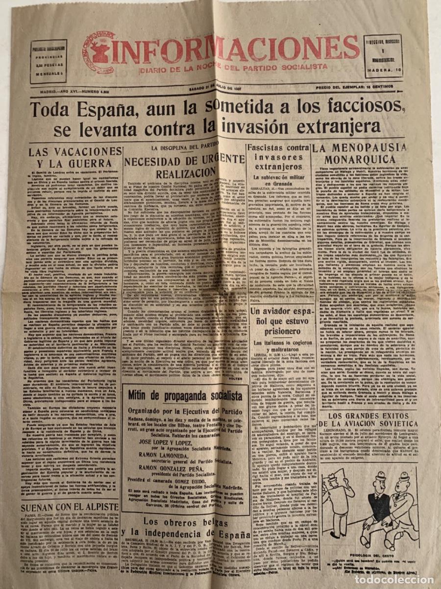 Militaria: GUERRA CIVIL - PERI&Oacute;DICO INFORMACIONES - PARTIDO SOCIALISTA OBRERO ESPA&Ntilde;OL - A&Ntilde;O 1937